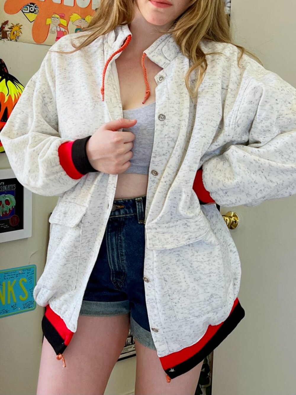 Vintage 1990s Current Seen Grey Sweatshirt Size XL Retro Jacket